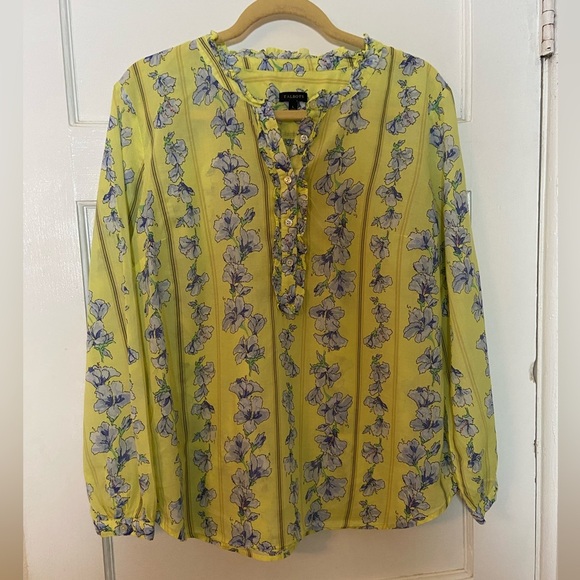 Talbots Tops - Floral Yellow Blouse